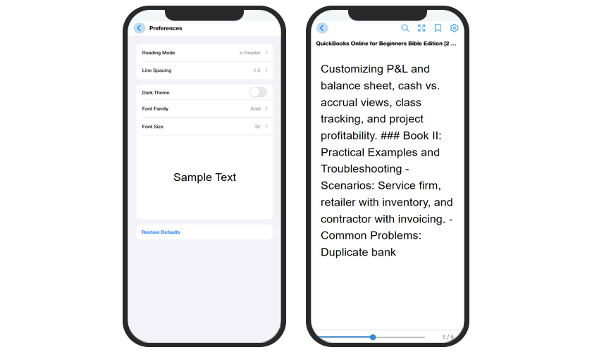 4 customizable reading modes 